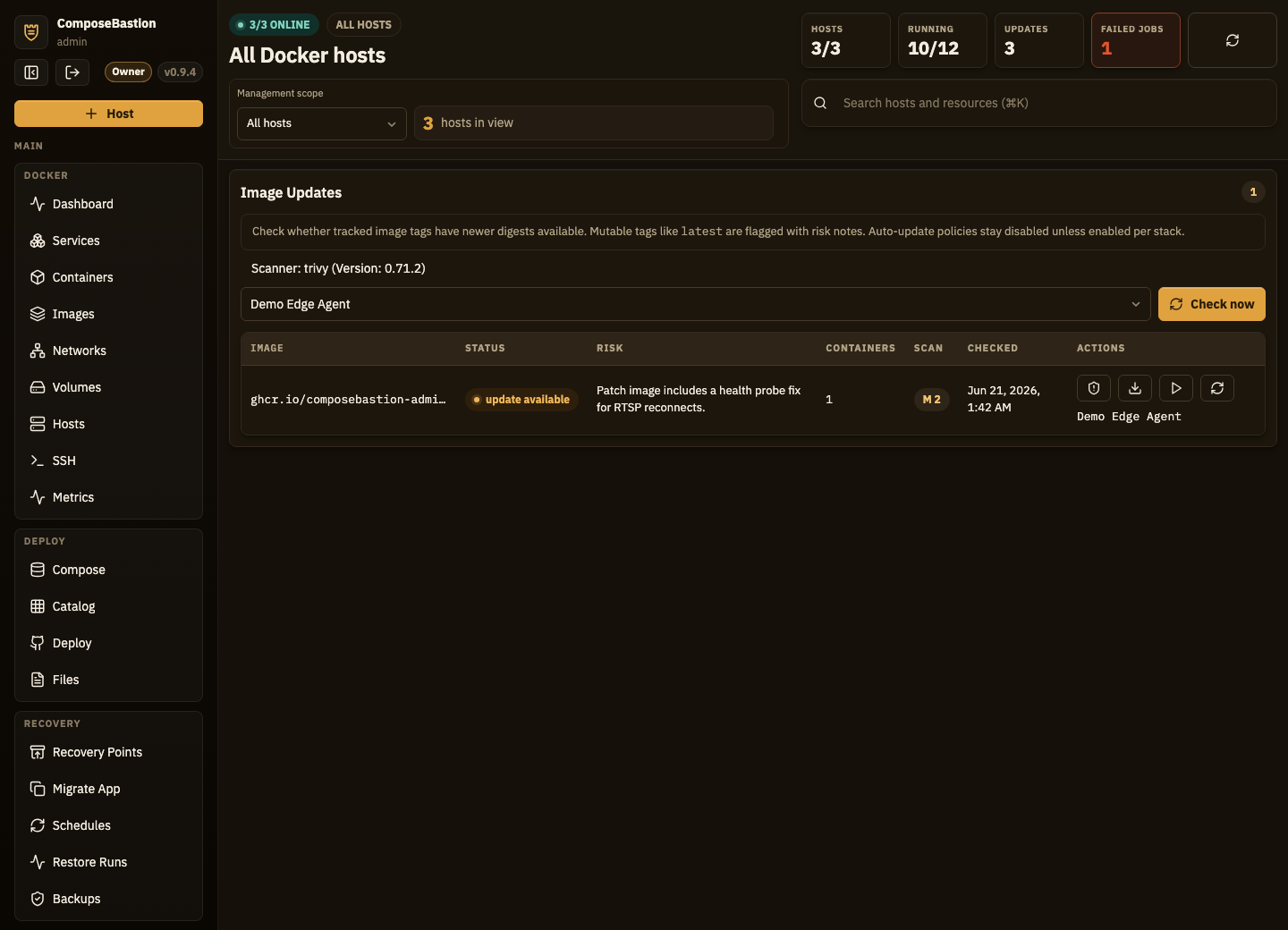 Image update intelligence with affected services